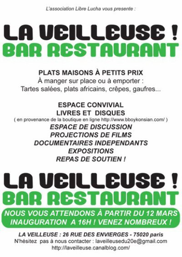 Ouverture d'un bar restaurant associatif et culturel dans le 20e !!