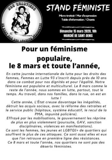 Stand féministe au Marché de Saint-Denis !