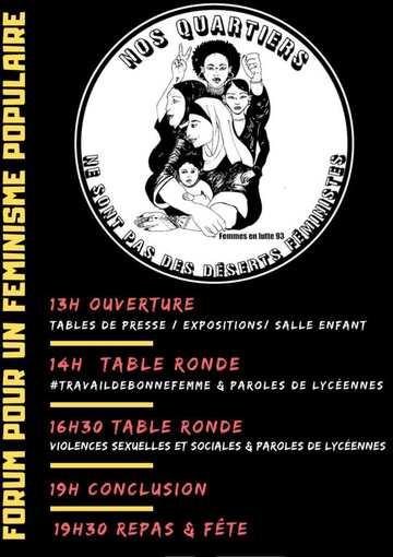 Programme du Forum pour un féminisme populaire, samedi 7 décembre 2019, Saint-Denis