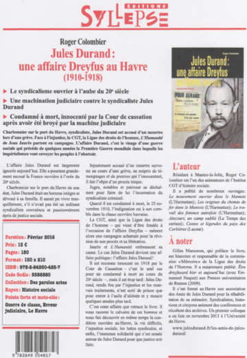 Jules Durand une affaire Dreyfus au Havre - aux éditions Syllepse